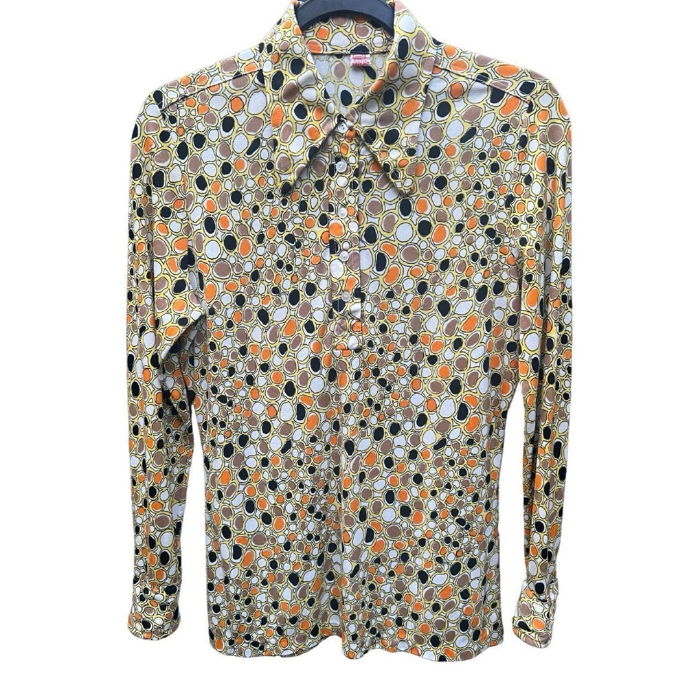 VINTAGE 1970S NOVELTY PRINT DAGGER COLLAR SHIRT